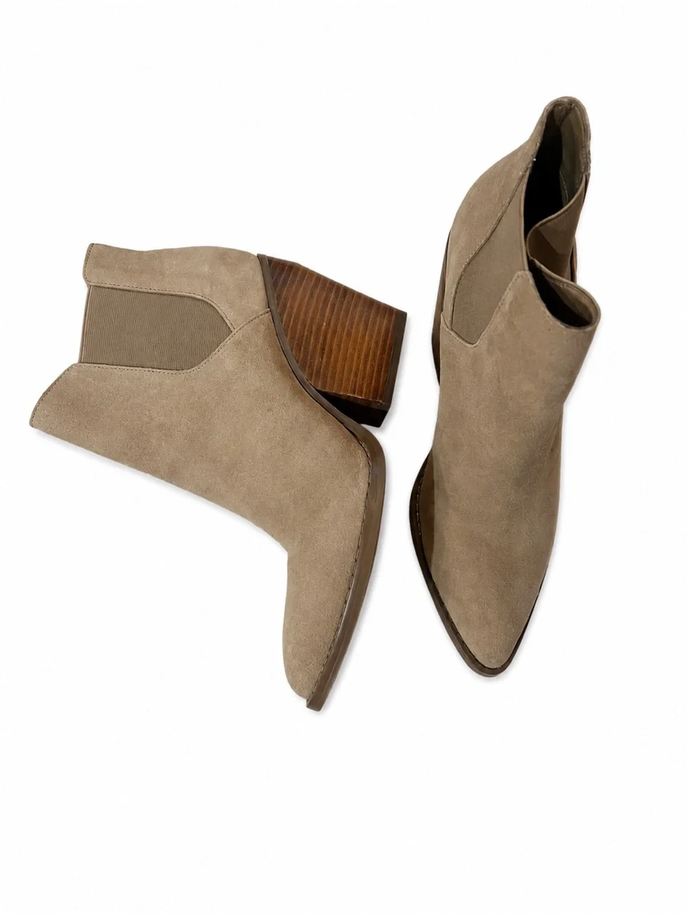 Taupe Suede Pointed Toe Ankle Boots Women’s Size 7 1/2